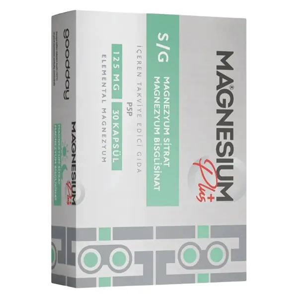GoodDay Magnesium Plus S/G Kapsül Magnezyum ve P5P 30 Kapsül kutu ve ambalaj
