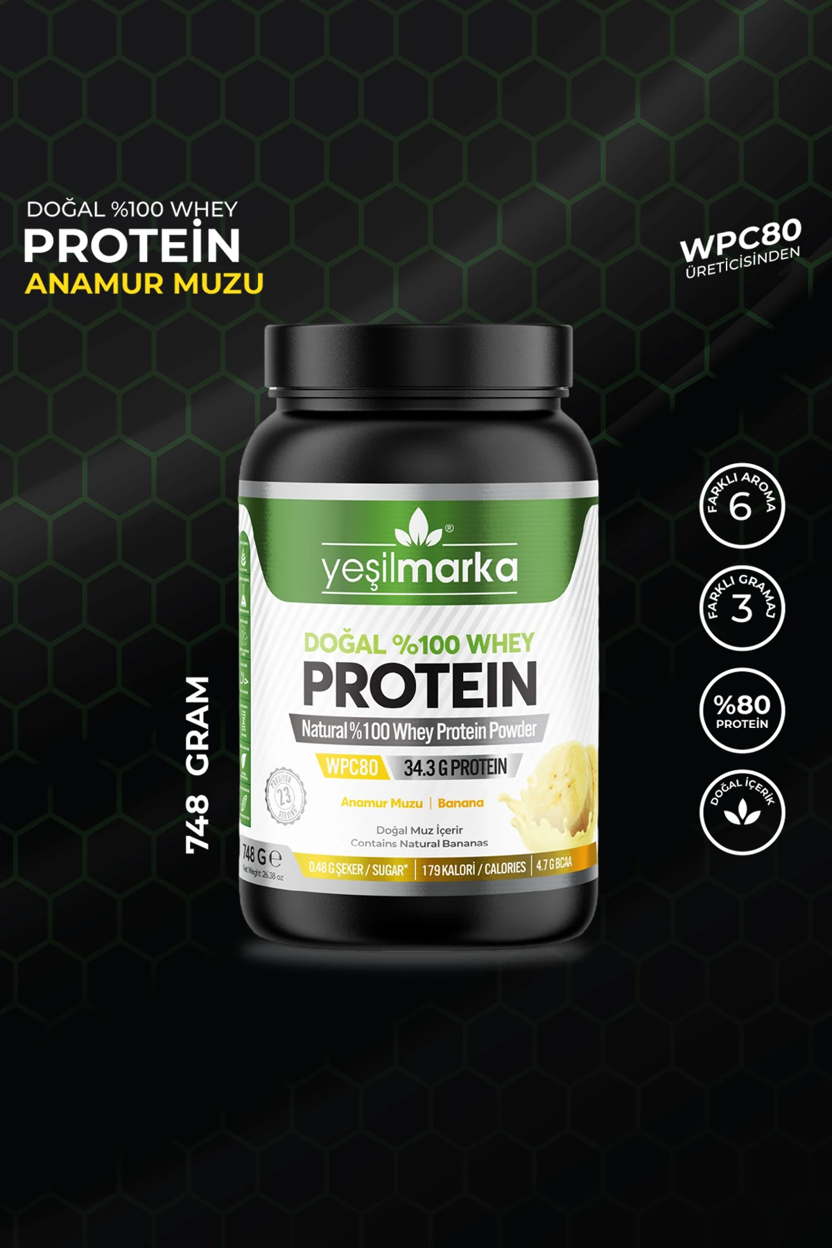 Yeşilmarka Whey Protein Tozu 100 g Anamur Muzu