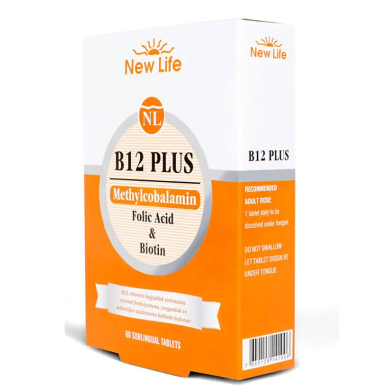 New Life B12 Methyl Plus Metilkobalamin Folik Asit Biotin 60 Tablet içerik tablosu ve besin değerleri