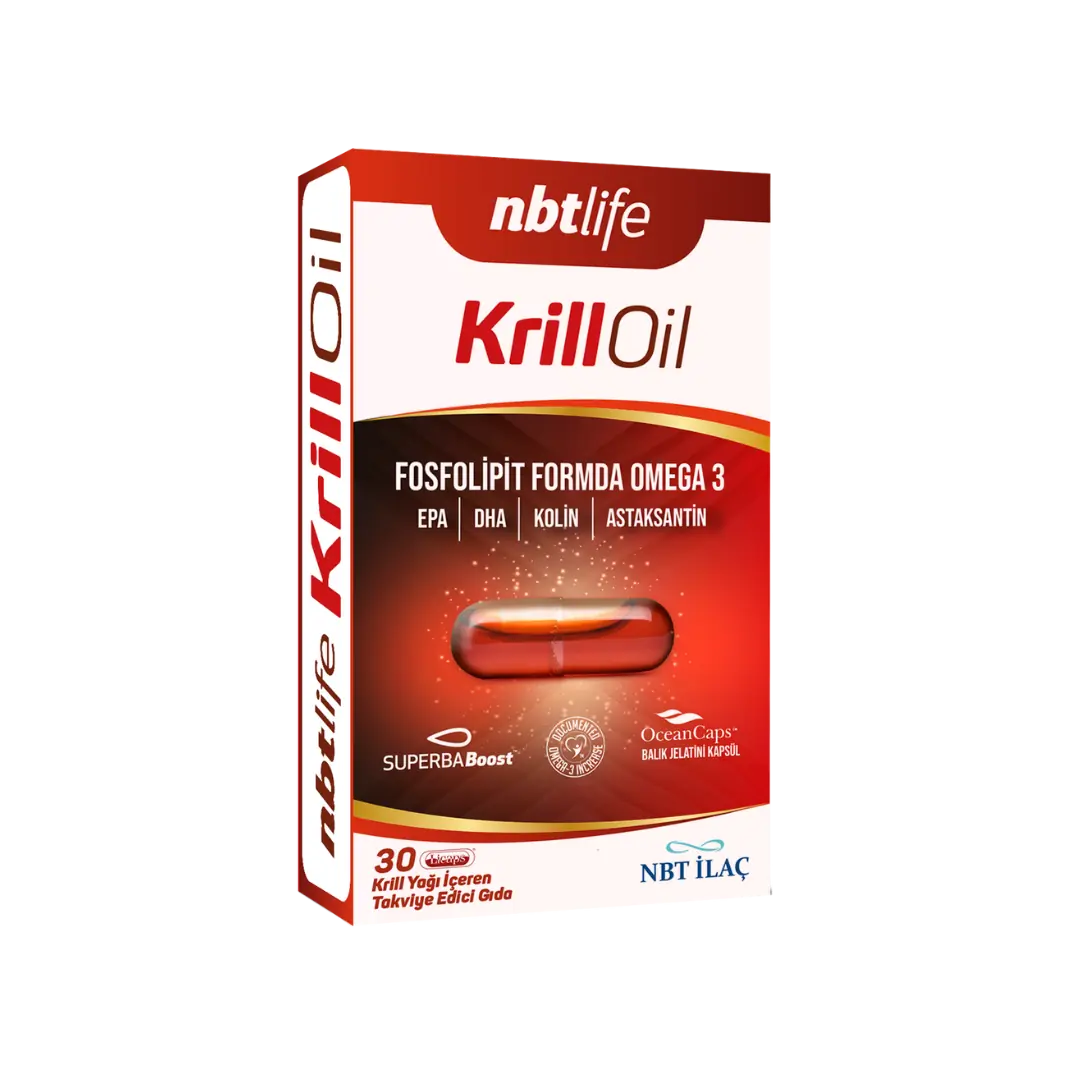 NBT Life Boost Krill Yağı Omega 3 Fosfolipid İçeren 30 Kapsül kutu ve ambalaj