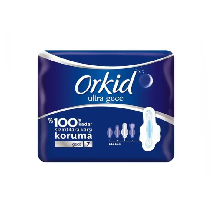Orkid Ultra Gece Hijyenik Ped 7 Adet ürün ambalajı