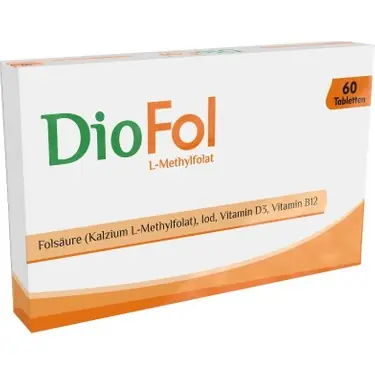 Diofol L-Methylfolat Tablet Folik Asit ve D3 Vitamini Takviyesi 60 Adet (Ekonomik Boy) kutu ve ambalaj