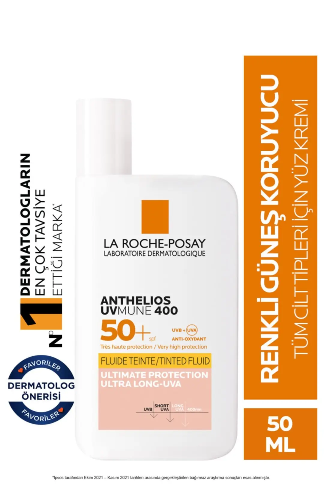 La Roche-Posay Anthelios Tinted UVmune 400 Renkli Güneş Kremi 50 ml ürün ambalajı