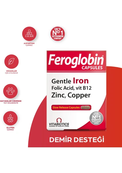 Vitabiotics Feroglobin Gentle Iron 30 Kapsül