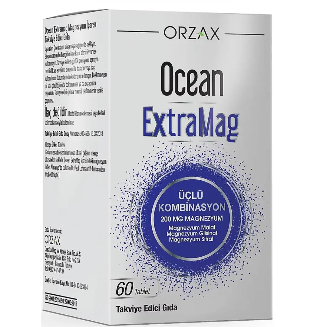 Orzax Ocean Extramag Tablet 60 Tablet içerik tablosu ve besin değerleri
