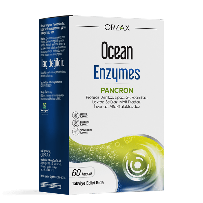 Orzax Ocean Enzymes Sindirim Enzimleri 60 Kapsül