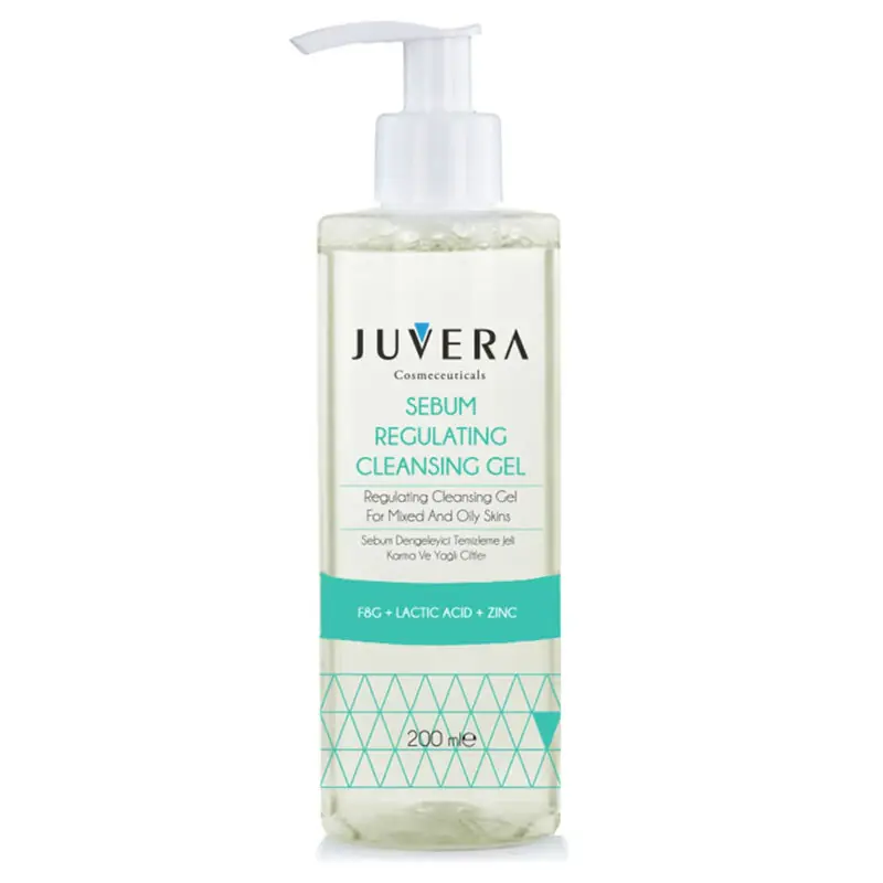 Juvera Sebum Regulating Cleansing Gel Yağ Dengeleyici Temizleme Jeli 200 ml ürün ambalajı