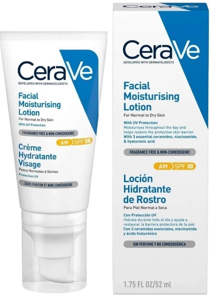 CeraVe Nemlendirici Yüz Kremi Spf30 Normal ve Kuru Ciltler İçin 52 ml