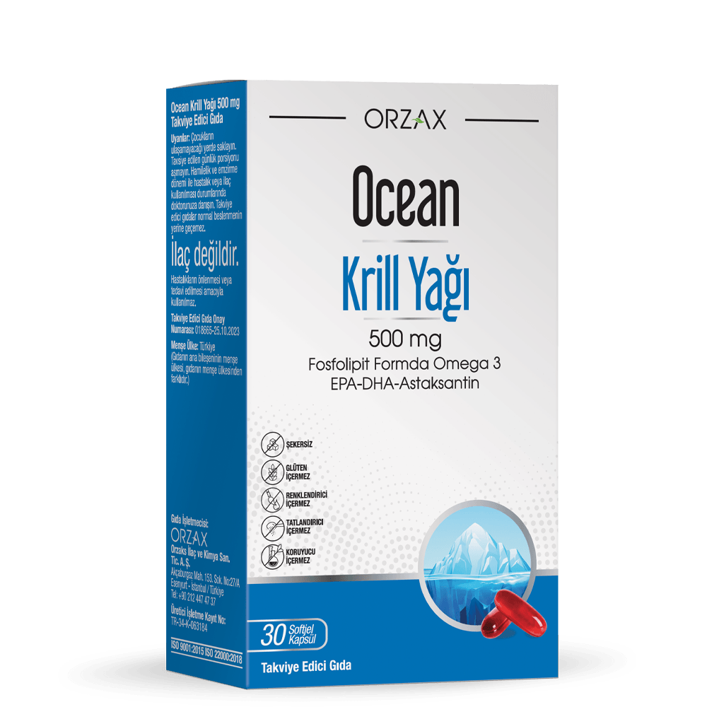 Orzax Ocean Krill Yağı Omega 3 Fosfolipid 500 mg 30 Kapsül