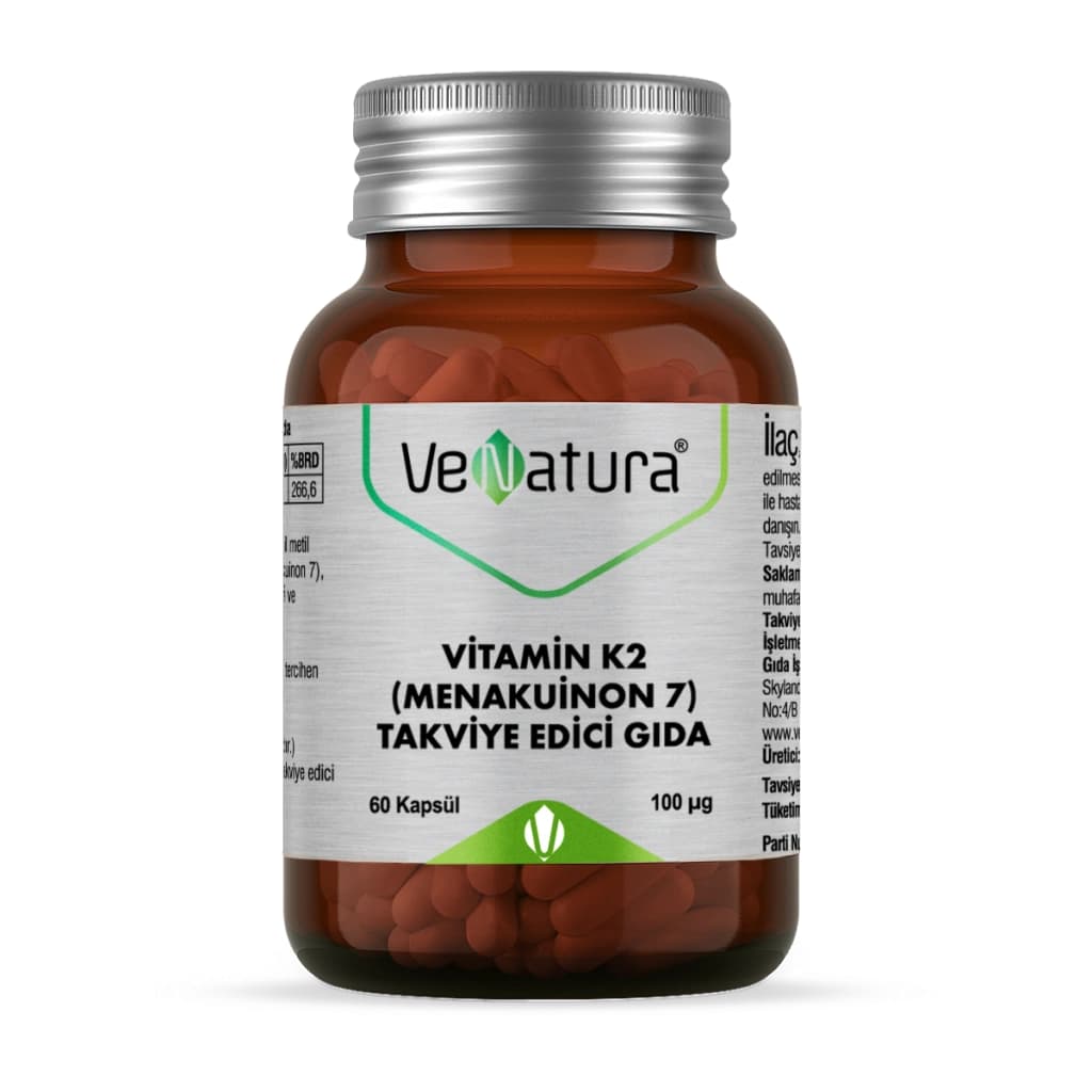 VeNatura Vitamin K2 MK-7 100 mcg Kemik Sağlığı 60 Kapsül kutu ve ambalaj