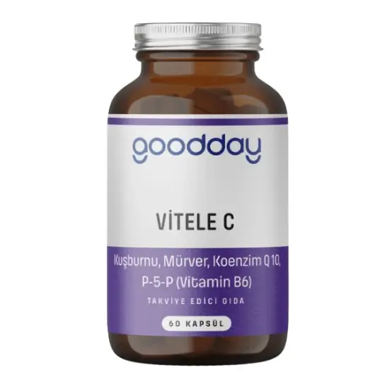 GoodDay Vitelec Kapsül (C Vitamini Kuşburnu Mürver Koenzim Q10) 60 Kapsül kutu ve ambalaj