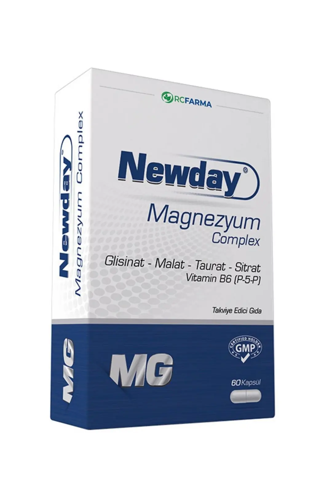 Newday Magnezyum Complex Kapsül Takviye Edici Gıda 60 Kapsül kutu ve ambalaj