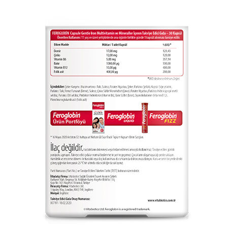 Vitabiotics Feroglobin Gentle Iron 30 Kapsül