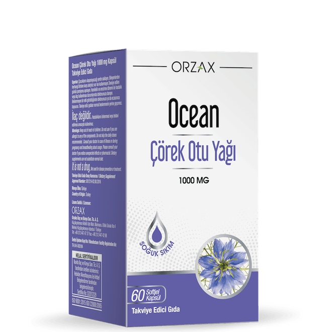Orzax Ocean Çörek Otu Yağı 1000 mg Bağışıklık Desteği 60 Kapsül