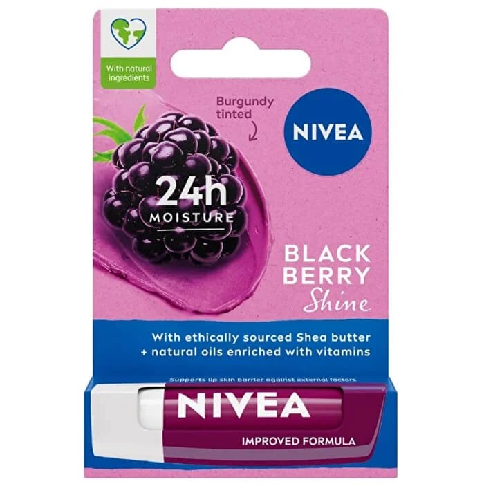 Nivea Lip Black Berry Böğürtlen Aromalı Dudak Bakım Kremi 4.8 gr ürün ambalajı