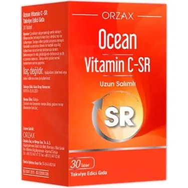 Orzax Ocean Vitamin C-SR 30 Tablet kutu ve ambalaj