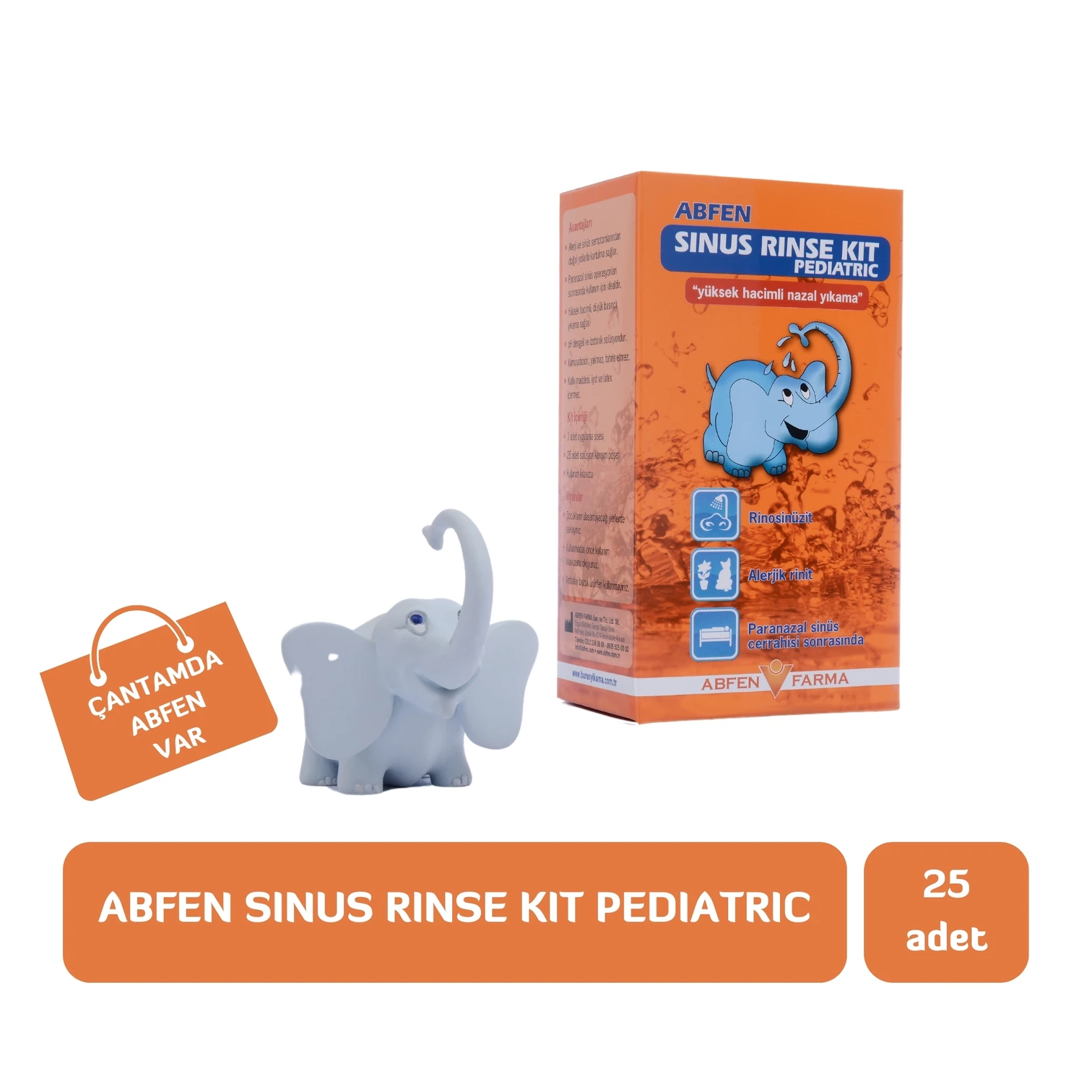 Abfen Sinus Rinse Pediatric Çocuk Burun Yıkama Kiti 25 Adet