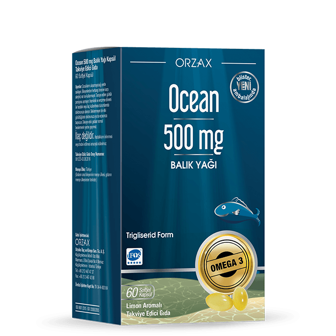 Orzax Ocean Balık Yağı Omega 3 EPA DHA 500 mg 60 Kapsül