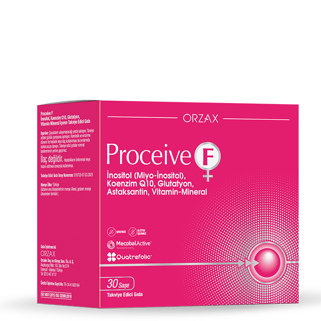 Proceive F Saşe İnositol Koenzim Q10 Glutatyon Vitamin Mineral Takviyesi 30 Saşe