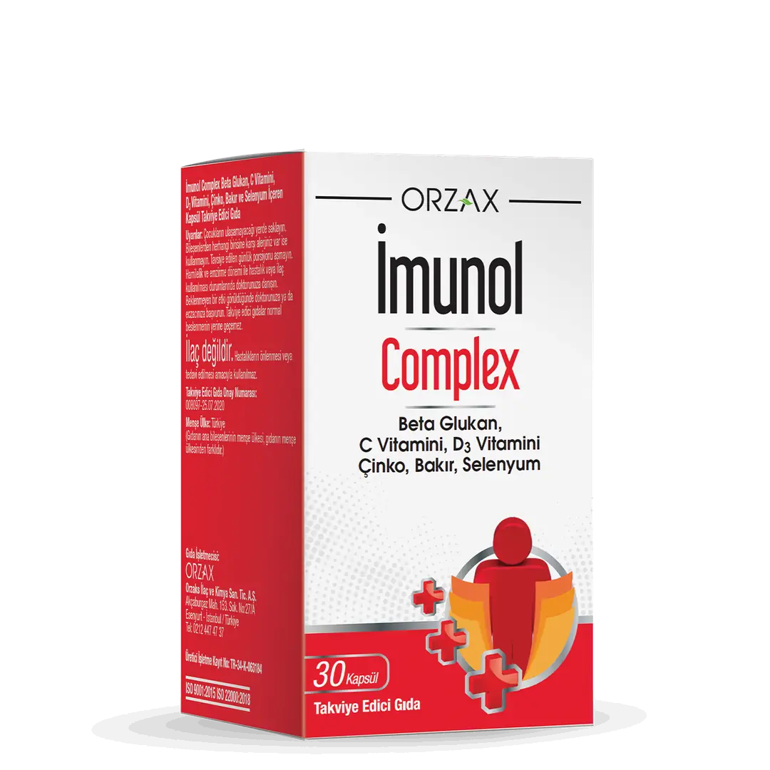 Orzax İmunol Complex Bağışıklık Güçlendirici 30 Kapsül kutu ve ambalaj
