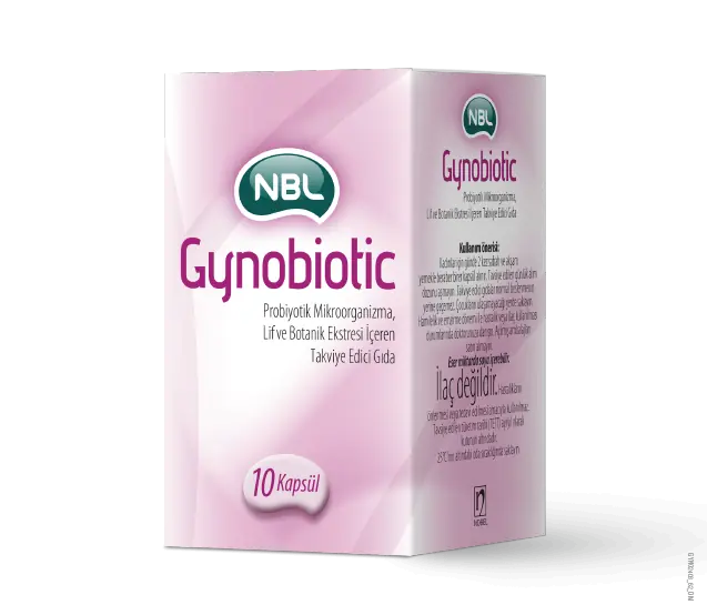 NBL Gynobiotic Kadın Probiyotik Lif ve Bitki Ekstresi 10 Kapsül kutu ve ambalaj