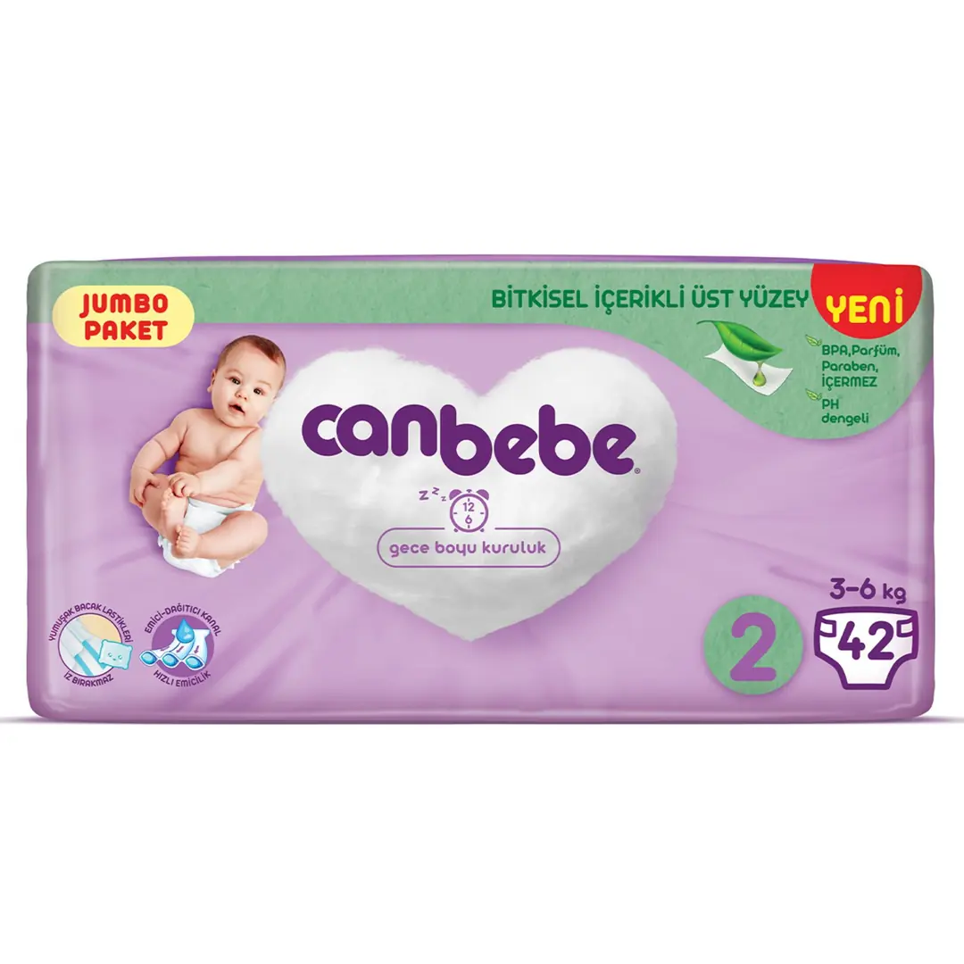Canbebe Jumbo Bebek Bezi No:2 Mini 3-6 kg 42 Adet ürün görseli