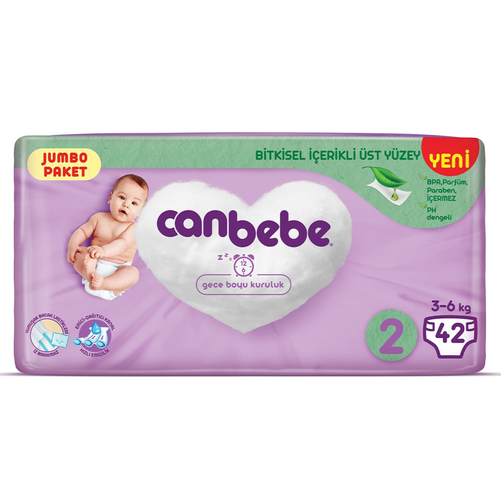 Canbebe Jumbo Bebek Bezi No:2 Mini 3-6 kg 42 Adet