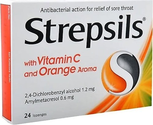 Strepsils C Vitaminli Portakal Aromalı Pastil 24 Pastil