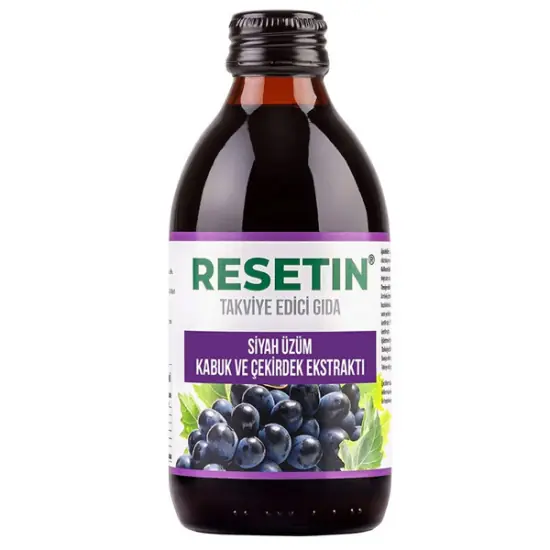 Resetin Siyah Üzüm Ekstresi 250 ml kutu ve ambalaj