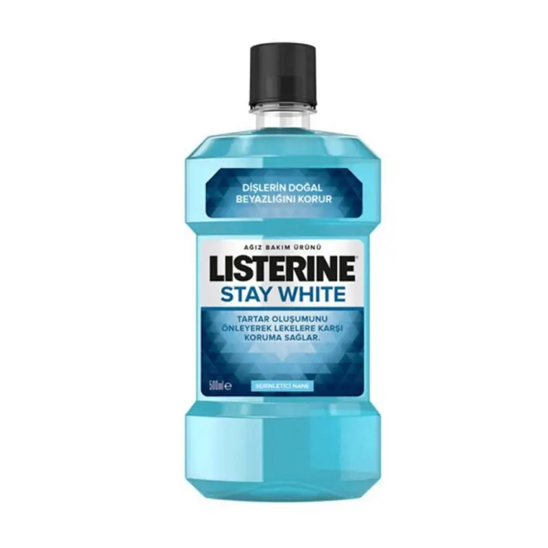 Listerine Stay White Diş Tartarını Önleyici Ağız Suyu 500 ml ürün ambalajı