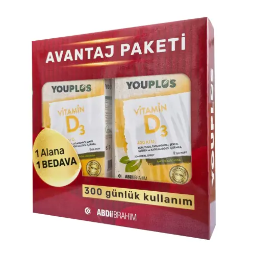 Abdi İbrahim Youplus Vitamin D3 400 IU 20 ml 1+1 Avantajlı Set ürün görseli