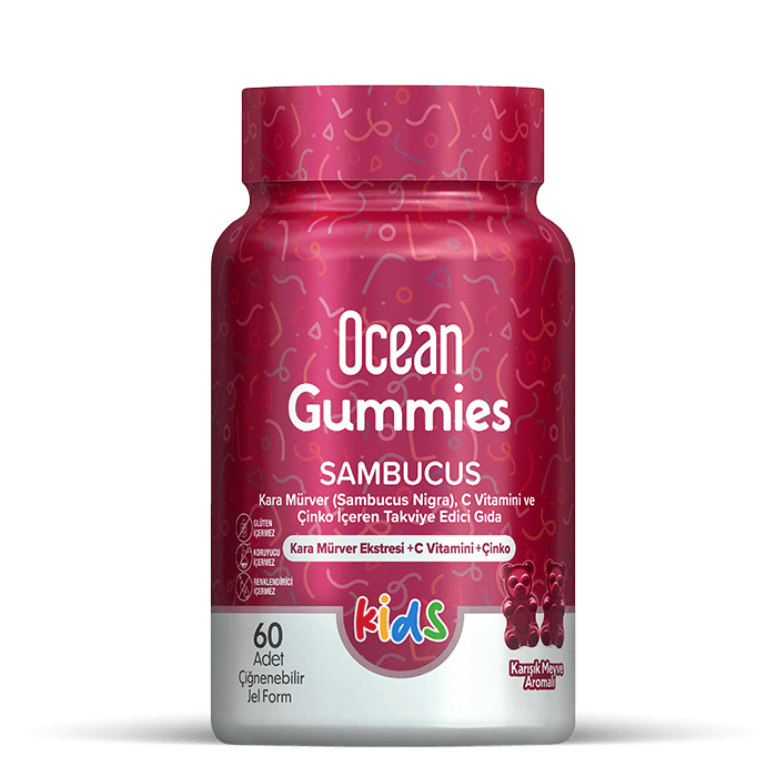 Orzax Ocean Gummies Sambucus Kids Kara Mürver Vitamin 60 Adet