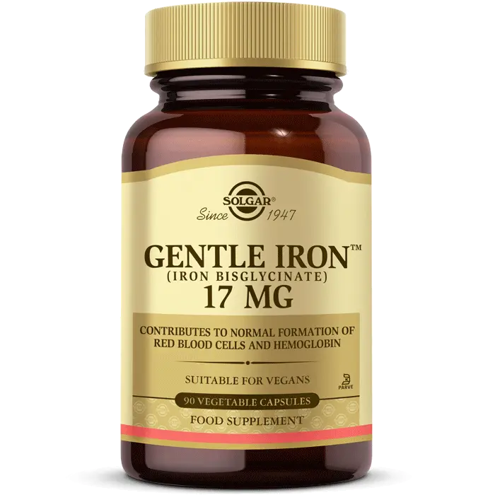 Solgar Gentle Iron Kolay Emilimli Demir 17 mg 90 Kapsül kutu ve ambalaj