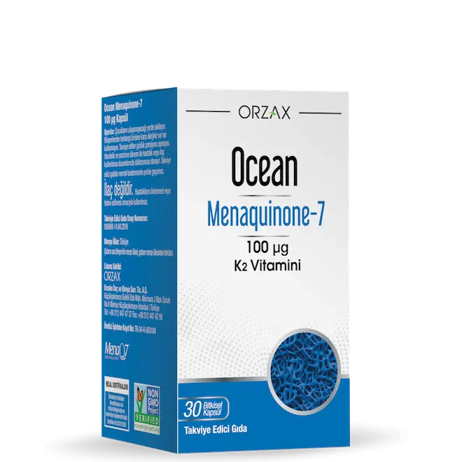 Orzax Ocean K2 Vitamini MK-7 100 mcg 30 Kapsül kutu ve ambalaj