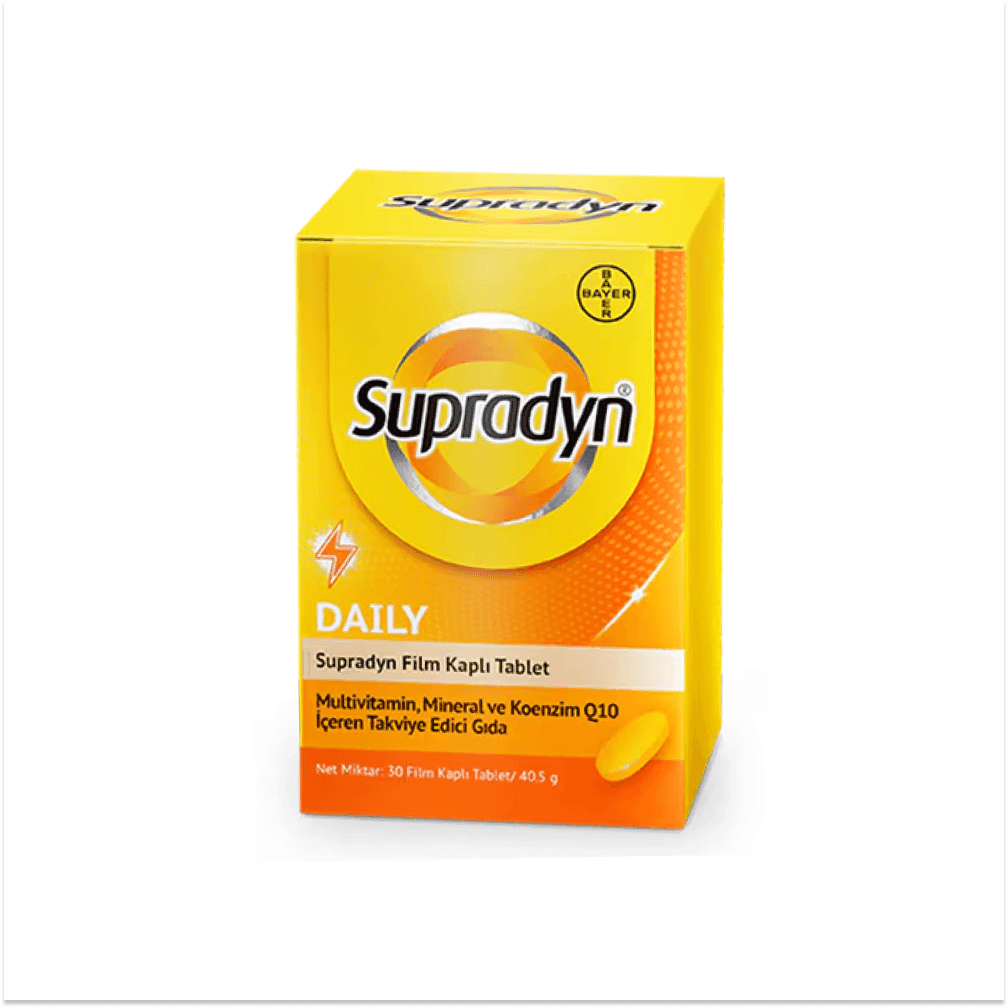SUPRADYN FİLM KAPLI TABLET MULTİVİTAMİN, MİNERAL VE KOENZİM Q10 İÇEREN TAKVİYE EDİCİ GIDA 30 TABLET