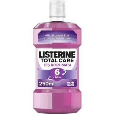 Listerine Total Care 6 Etki 1 Arada Ağız Bakım Suyu 250 ml ürün ambalajı