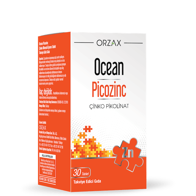 Orzax Ocean Picozinc Çinko Takviyesi Yüksek Emilim 30 Tablet