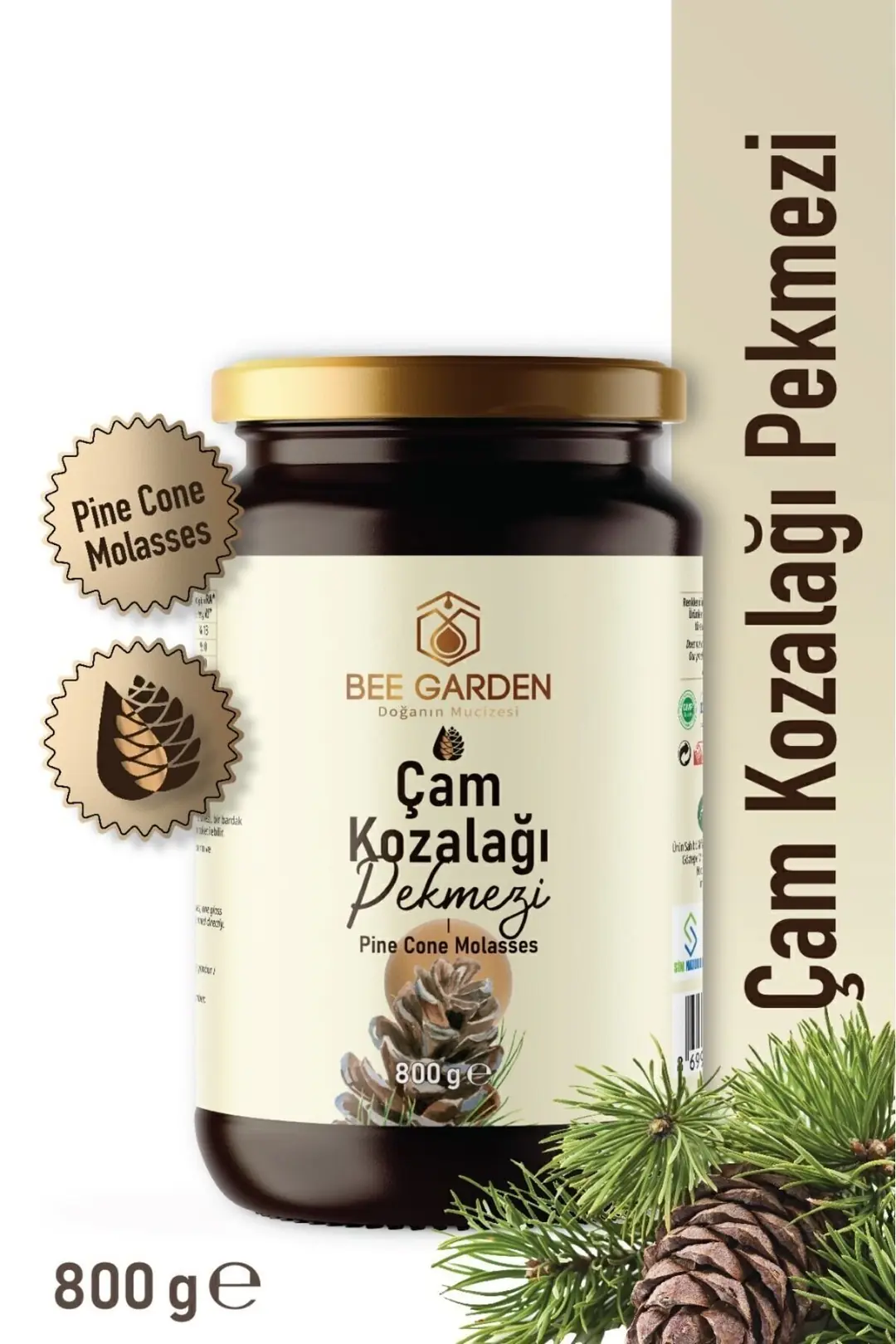 Bee Garden Çam Kozalağı Pekmezi Cam Kavanoz 800 g kutu ve ambalaj
