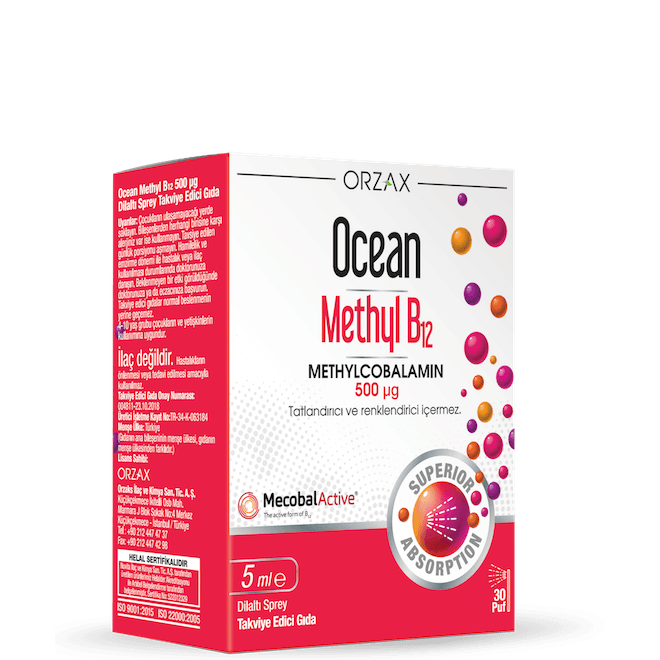 Orzax Ocean Metil B12 Dilaltı Sprey 500 mcg