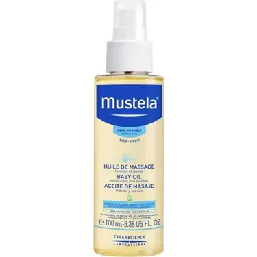 Mustela Bebek Yağı Nemlendirici ve Masaj Yağı 100 ml ürün ambalajı