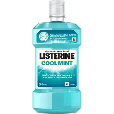 Listerine Cool Mint Ferahlatıcı Ağız Bakım Suyu 500 ml ürün ve ambalaj