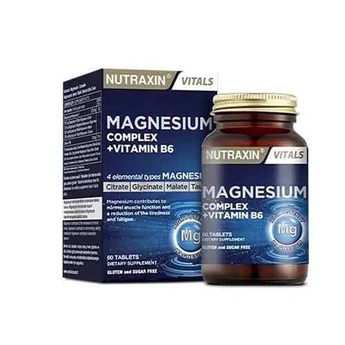 Nutraxin Magnezyum Kompleks Farklı Magnezyum Formları 60 Tablet kutu ve ambalaj