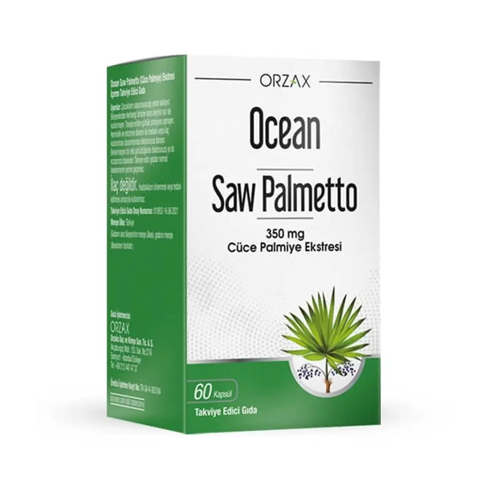 Orzax Ocean Saw Palmetto Kapsül 60 Kapsül kutu ve ambalaj