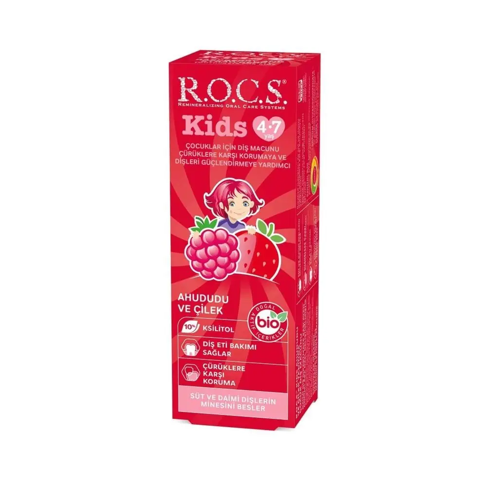 Rocs Kids Ahududu ve Çilek Aromalı Çocuk Diş Macunu