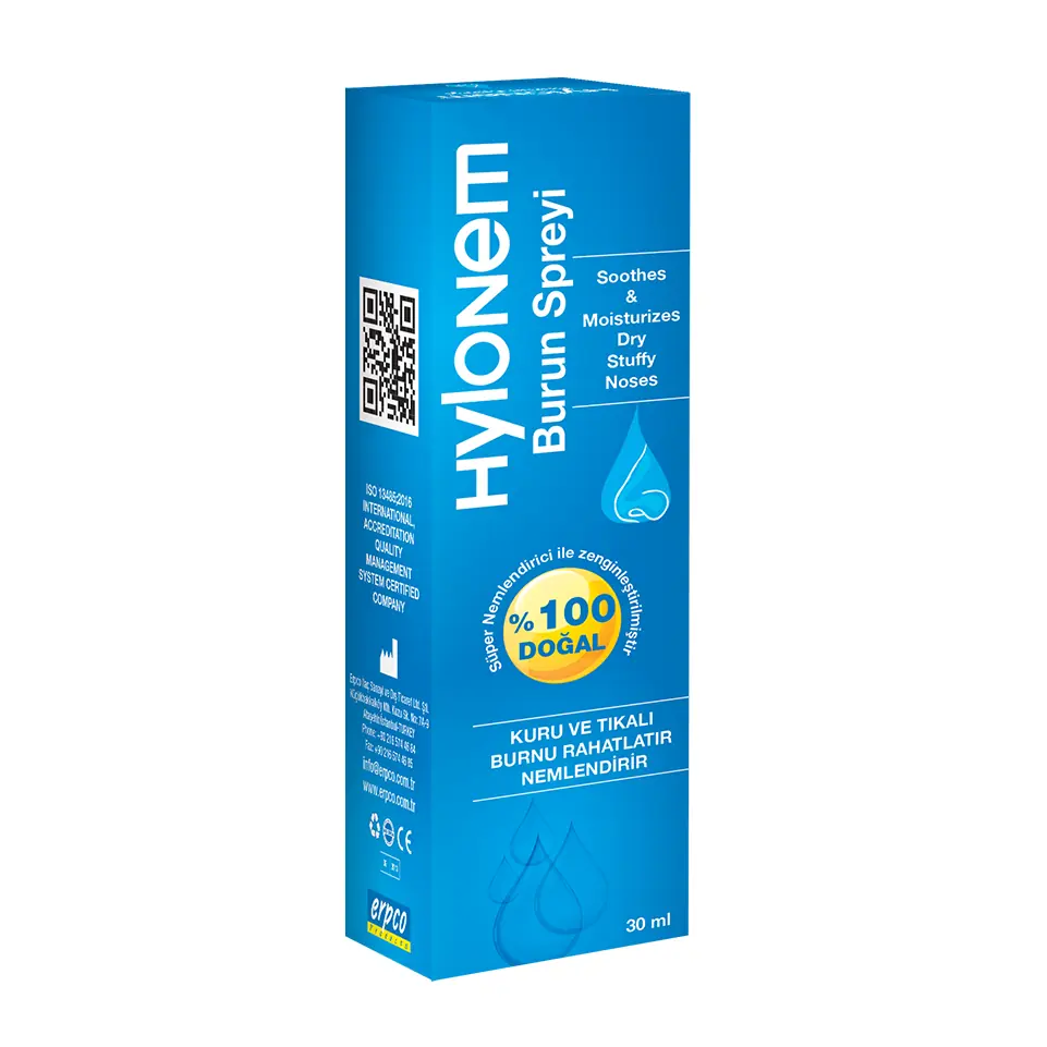 Hylonem Burun Spreyi Nemlendirici ve Temizleyici 30 ml ürün ambalajı