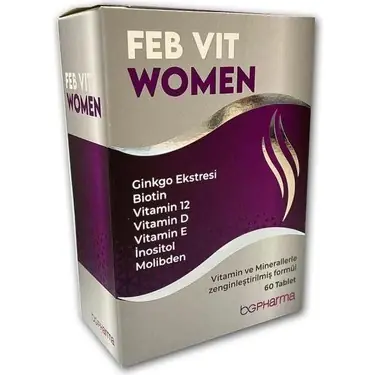 FEB Vit Women Kadınlara Özel Vitamin Takviyesi 60 Kapsül kutu ve ambalaj