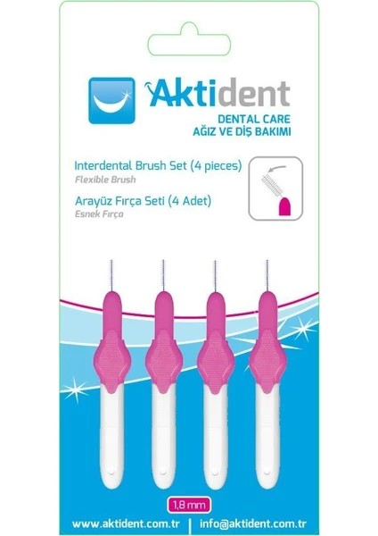 Aktident Diş Arası Fırça Pembe 1.8 mm 4 Adet
