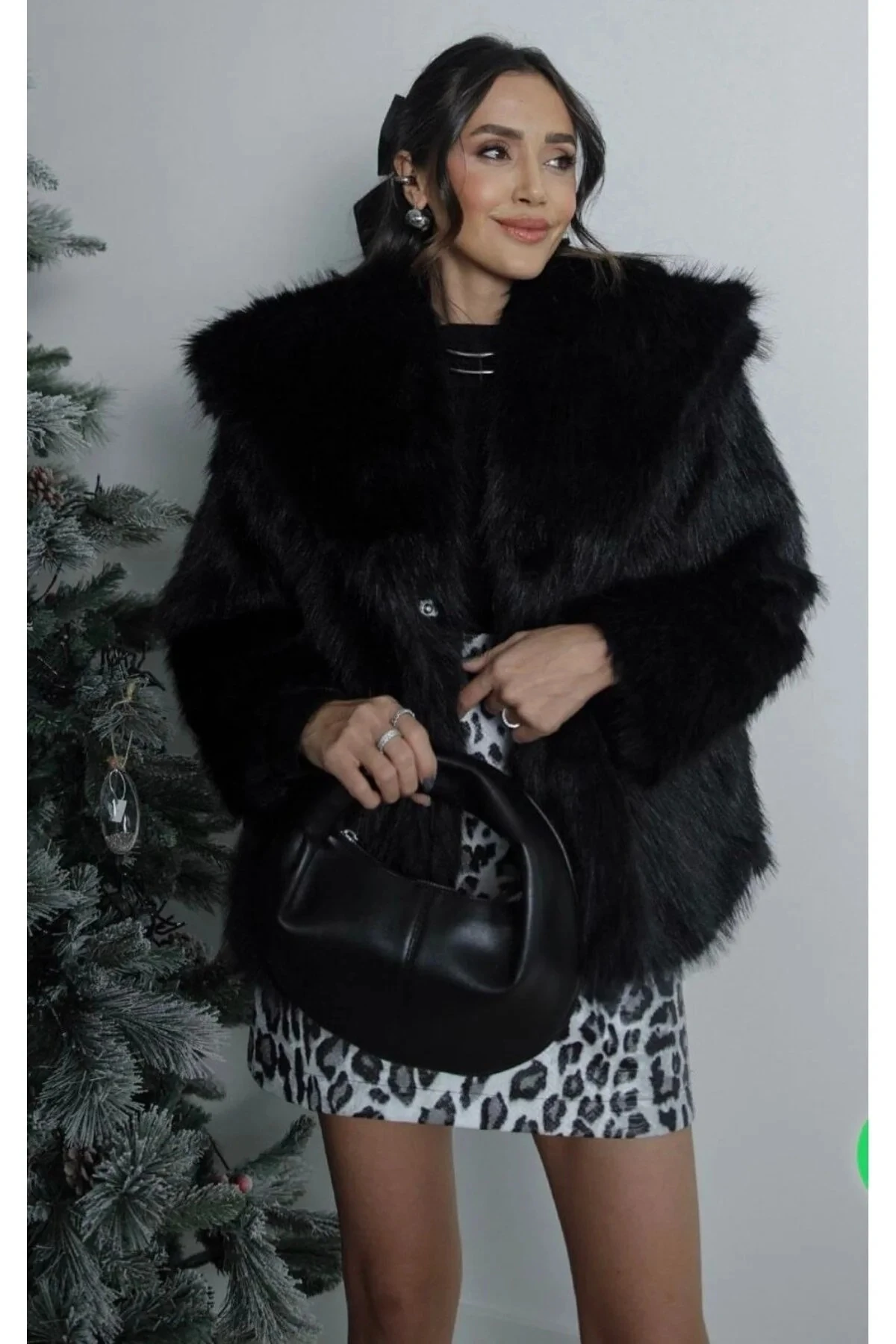 Kadın Siyah Premium Suni Kürk Ceket