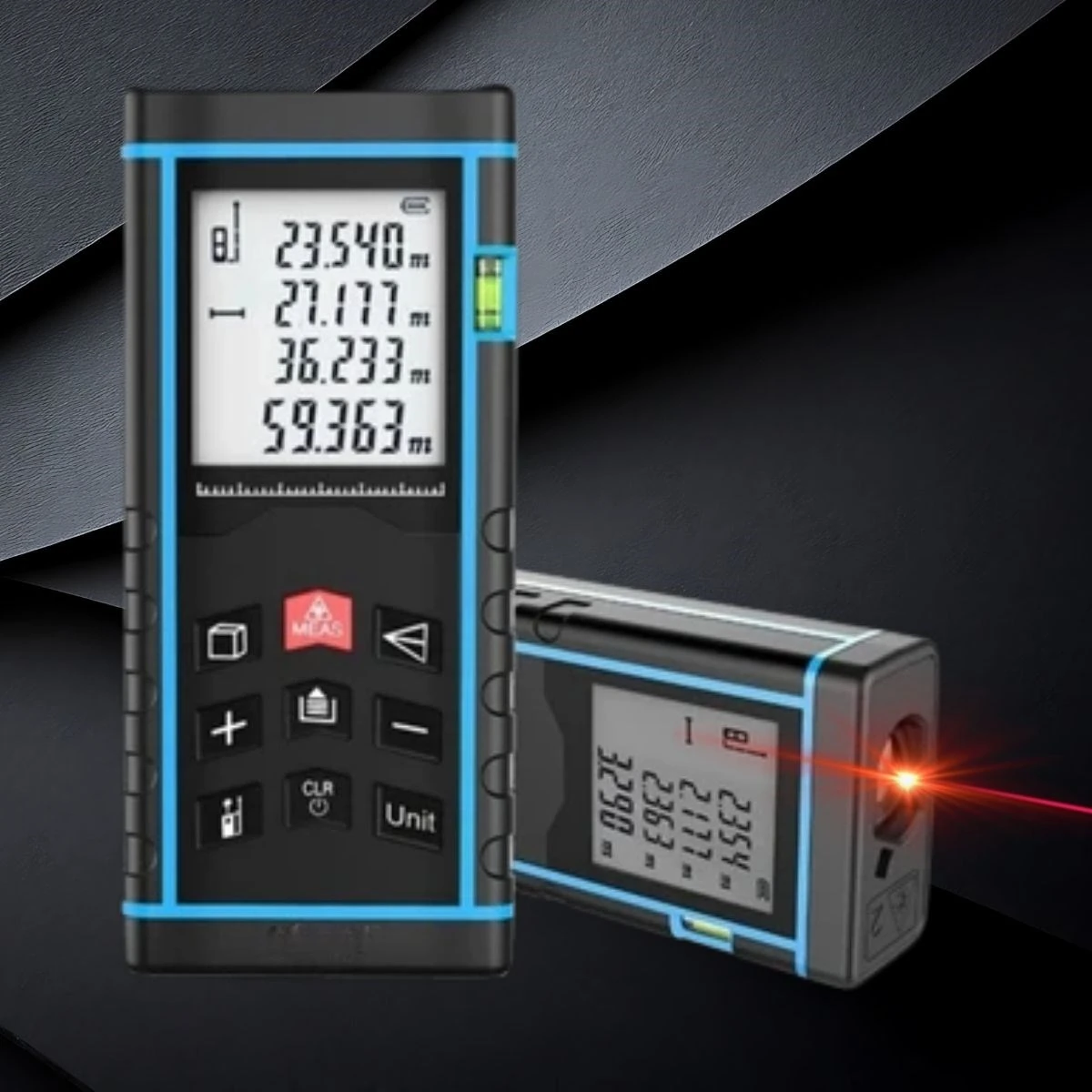 BUFFER® Profesyonel 40 Metre Dijital Lazer Metre Ölçüm Cihazı-LCD Ekranlı,Su Terazili,Pisagor Ölçüm Fonksiyonlu,20 Kayıt Hafızalı,Hassas Lazer Ölçer