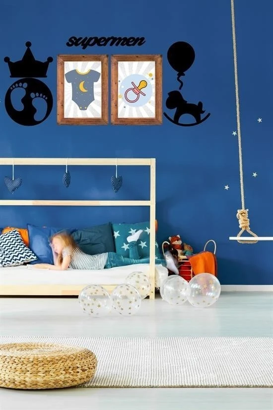 BUFFER® DECO103 Supermen Dekoratif Duvar Süsü Tablo Aksesuar Ahşap Tasarım Hediye Pano Sticker Seti